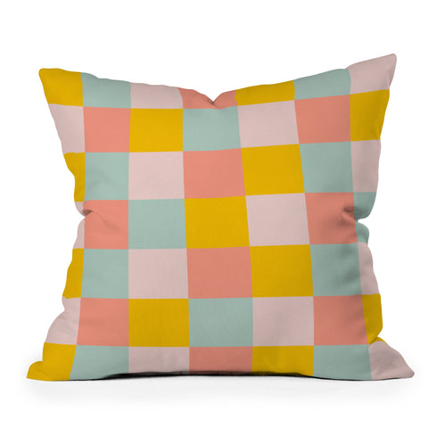 Gabriela Simon Retro Funky Checks Outdoor Throw Pillow