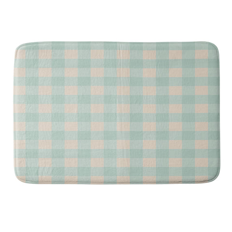 Gabriela Simon Retro Green Blue Gingham Memory Foam Bath Mat