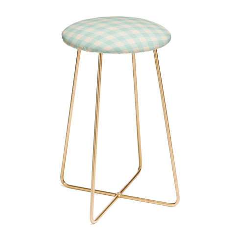 Gabriela Simon Retro Green Blue Gingham Counter Stool
