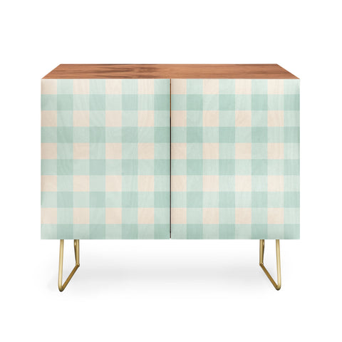 Gabriela Simon Retro Green Blue Gingham Credenza