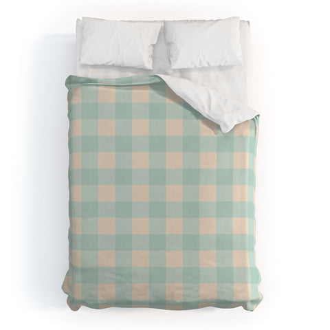 Gabriela Simon Retro Green Blue Gingham Duvet Cover