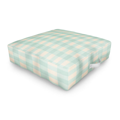 Gabriela Simon Retro Green Blue Gingham Outdoor Floor Cushion
