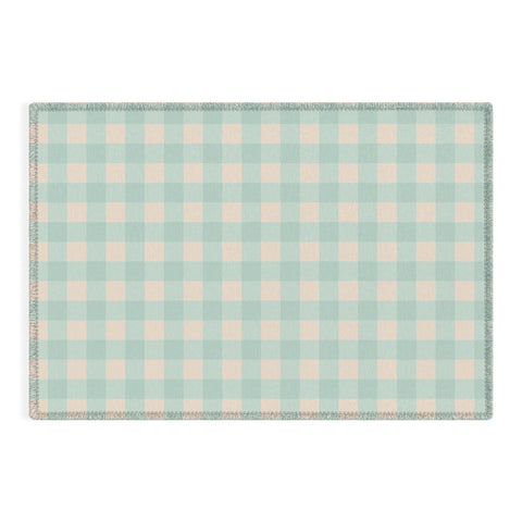 Gabriela Simon Retro Green Blue Gingham Outdoor Rug