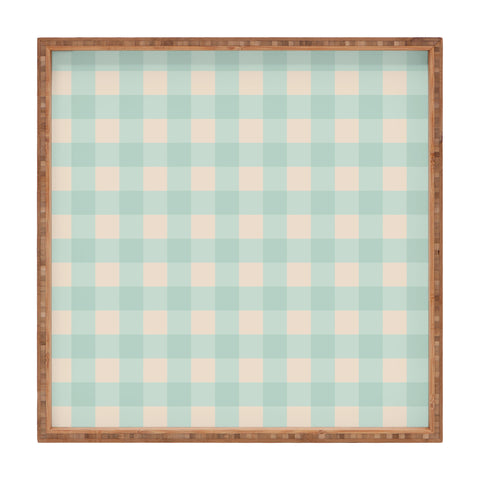 Gabriela Simon Retro Green Blue Gingham Square Tray