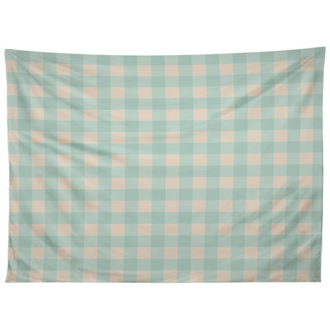 Gabriela Simon Retro Green Blue Gingham Tapestry