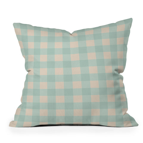 Gabriela Simon Retro Green Blue Gingham Throw Pillow