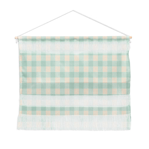 Gabriela Simon Retro Green Blue Gingham Wall Hanging Landscape