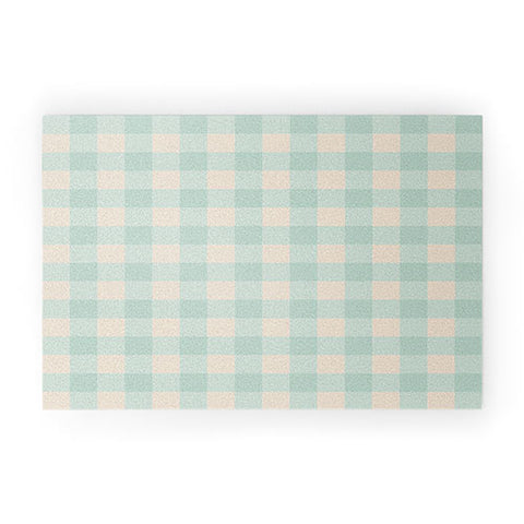 Gabriela Simon Retro Green Blue Gingham Welcome Mat