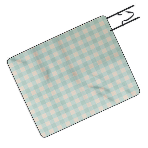 Gabriela Simon Retro Green Blue Gingham Picnic Blanket