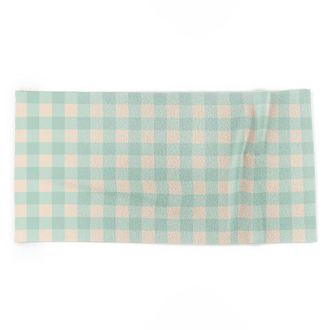 Gabriela Simon Retro Green Blue Gingham Beach Towel