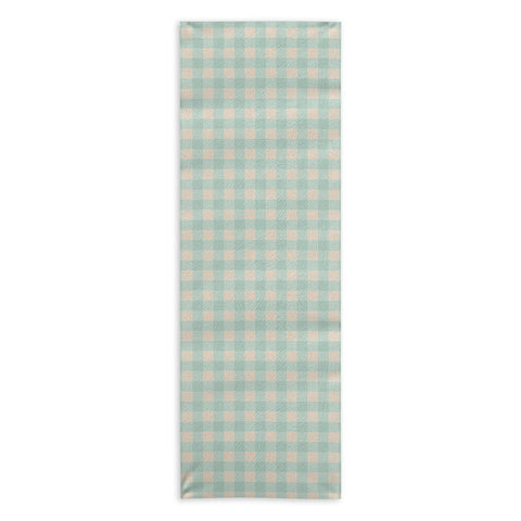 Gabriela Simon Retro Green Blue Gingham Yoga Towel