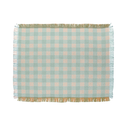 Gabriela Simon Retro Green Blue Gingham Throw Blanket