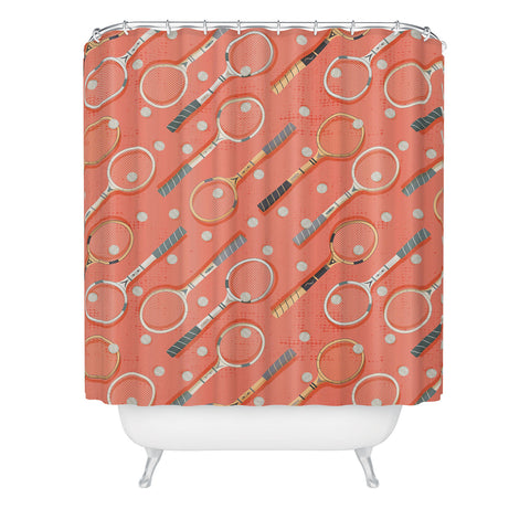 Gabriela Simon Retro Tennis on Clay Shower Curtain