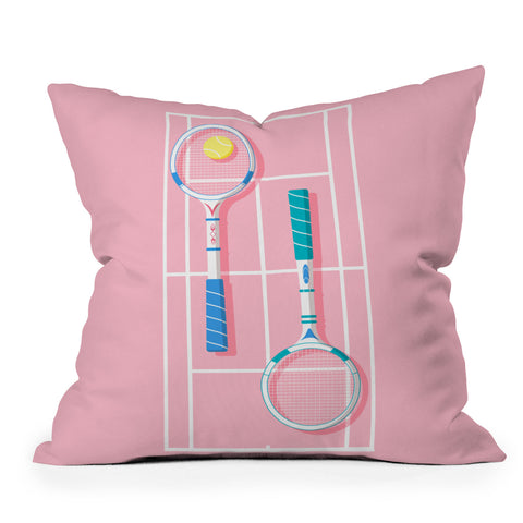 Gabriela Simon Retro Tennis Outdoor Throw Pillow