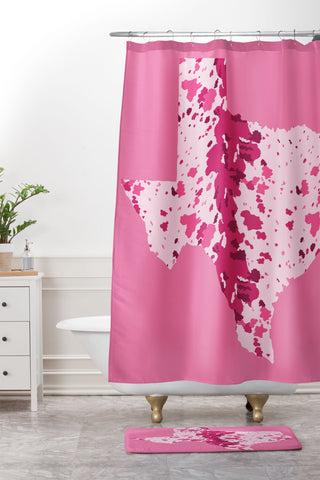 Gabriela Simon Texas Pink Longhorn Shower Curtain And Mat