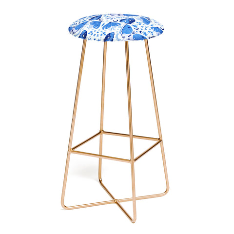 Gabriela Simon Vintage Blue Moths Bar Stool