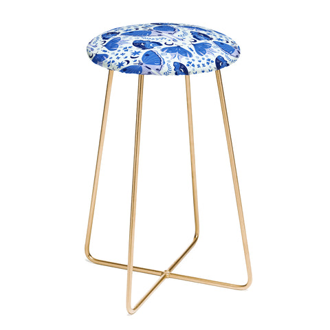 Gabriela Simon Vintage Blue Moths Counter Stool