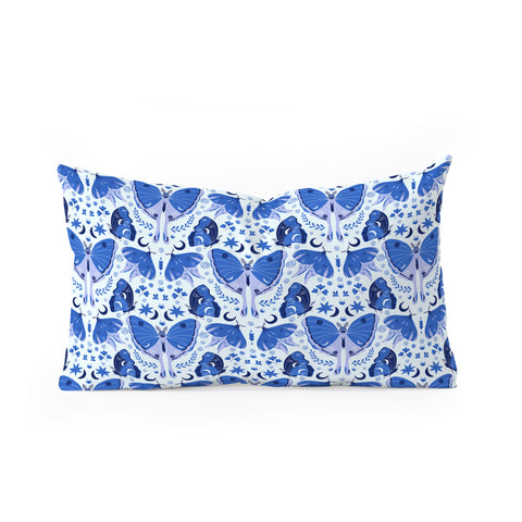 Gabriela Simon Vintage Blue Moths Oblong Throw Pillow
