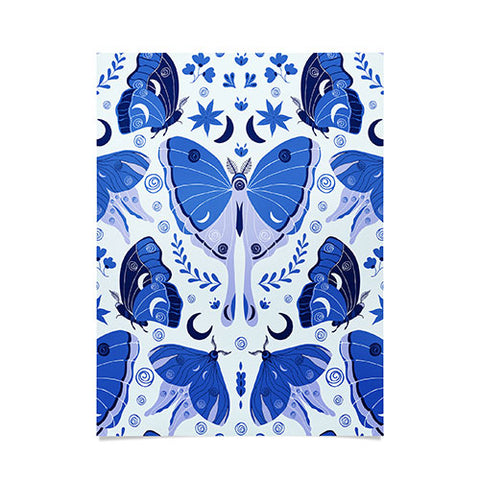 Gabriela Simon Vintage Blue Moths Poster