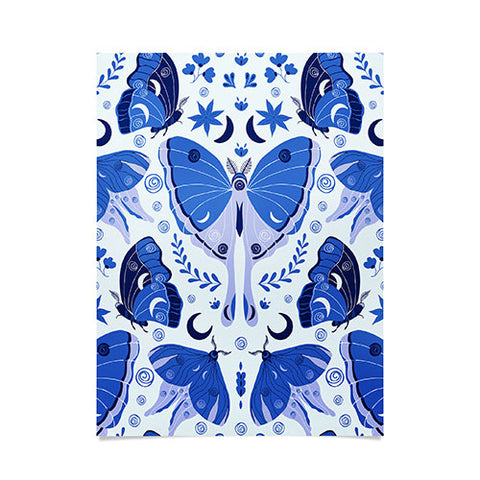 Gabriela Simon Vintage Blue Moths Poster