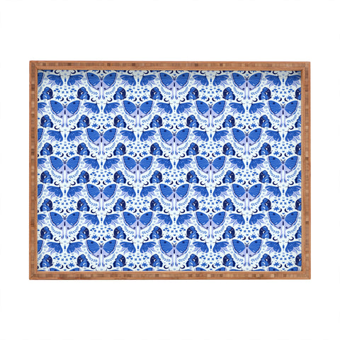 Gabriela Simon Vintage Blue Moths Rectangular Tray