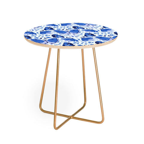 Gabriela Simon Vintage Blue Moths Round Side Table