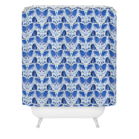 Gabriela Simon Vintage Blue Moths Shower Curtain