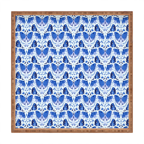 Gabriela Simon Vintage Blue Moths Square Tray