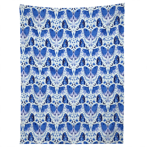 Gabriela Simon Vintage Blue Moths Tapestry
