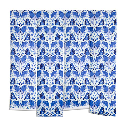 Gabriela Simon Vintage Blue Moths Wall Mural