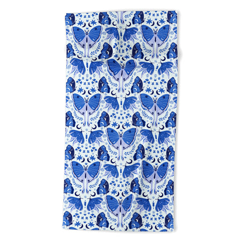 Gabriela Simon Vintage Blue Moths Beach Towel