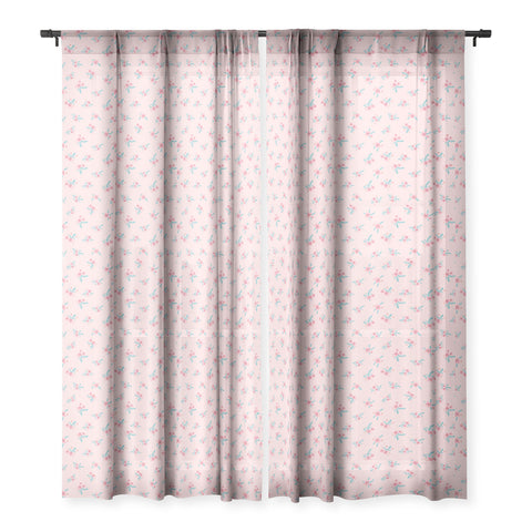 Gabriela Simon Vintage Cherry Blossom Bouquet Sheer Window Curtain