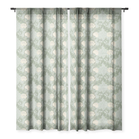 Gabriela Simon Vintage Floral Arts and Crafts Sheer Window Curtain