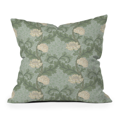 Gabriela Simon Vintage Floral Arts and Crafts Throw Pillow