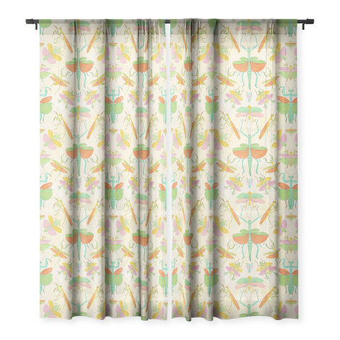Gabriela Simon Whimsical Praying Mantis Retro Sheer Window Curtain