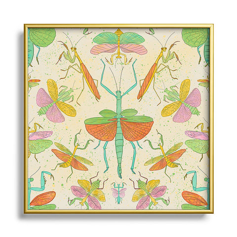 Gabriela Simon Whimsical Praying Mantis Retro Square Metal Framed Art Print