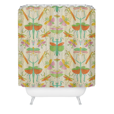 Gabriela Simon Whimsical Praying Mantis Retro Shower Curtain