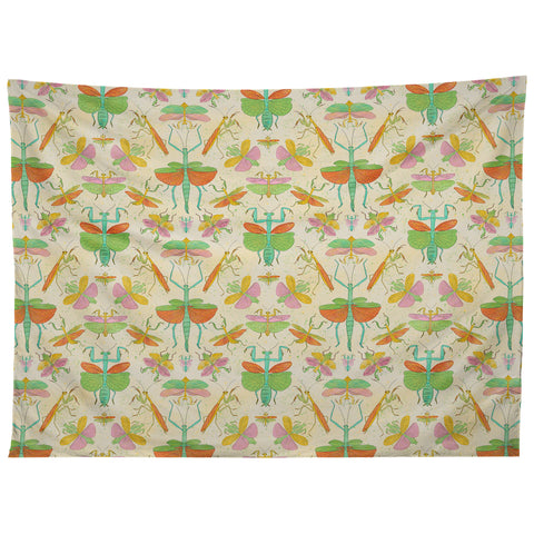 Gabriela Simon Whimsical Praying Mantis Retro Tapestry