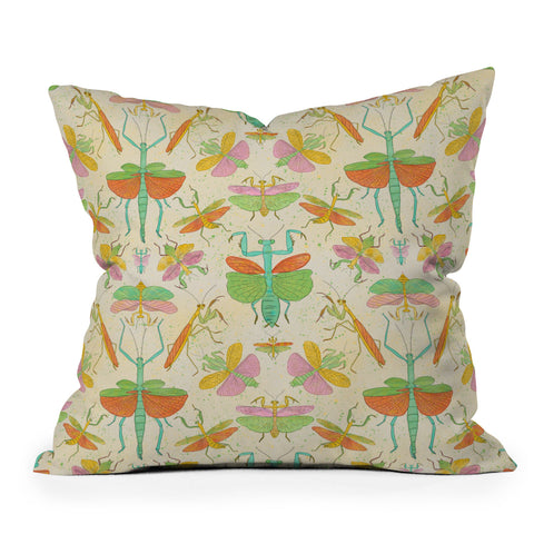 Gabriela Simon Whimsical Praying Mantis Retro Outdoor Throw Pillow