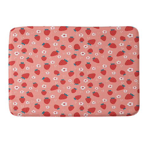 Gabriela Simon Wild Strawberries Red Memory Foam Bath Mat