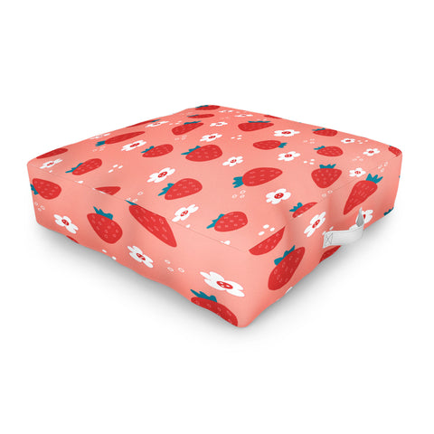 Gabriela Simon Wild Strawberries Red Outdoor Floor Cushion