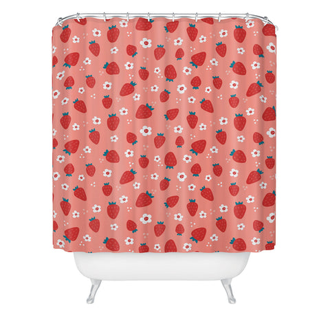 Gabriela Simon Wild Strawberries Red Shower Curtain