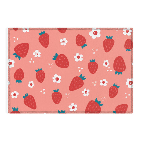 Gabriela Simon Wild Strawberries Red Outdoor Rug