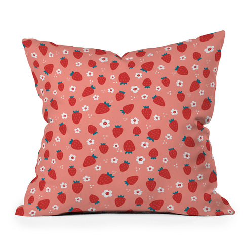 Gabriela Simon Wild Strawberries Red Throw Pillow