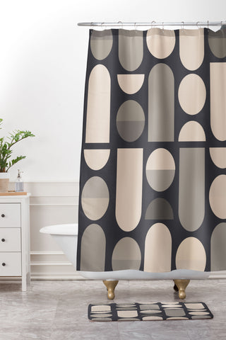 Gaite Abstract Geometric Shapes 73 Shower Curtain And Mat