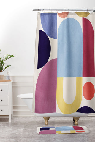 Gaite Abstract Shapes 55 Shower Curtain And Mat