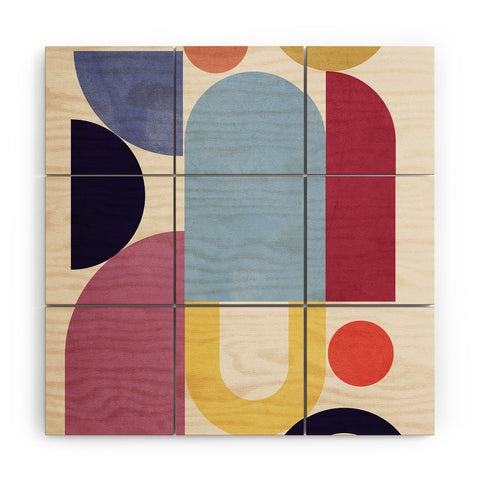 Gaite Abstract Shapes 55 Wood Wall Mural