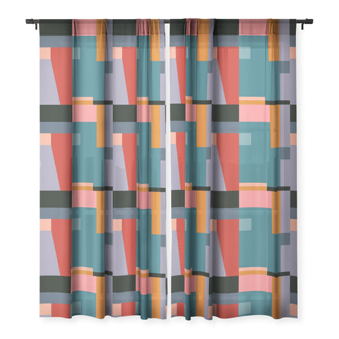 Gaite geometric abstract 252 Sheer Window Curtain