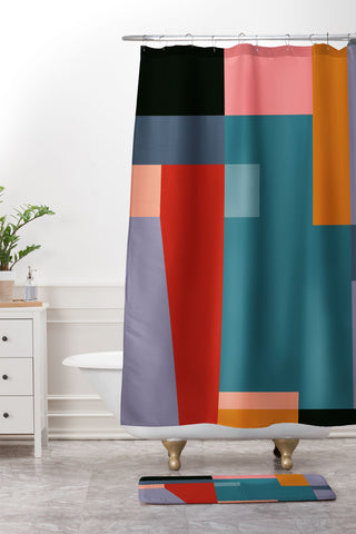 Gaite geometric abstract 252 Shower Curtain And Mat