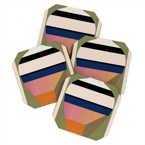 Gaite Geometric Abstract Vase 3 Coaster Set
